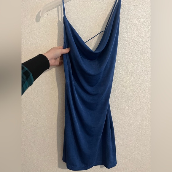 VERONNICA MINI DRESS - ASYMMETRIC NECK DRESS IN COBALT - Picture 5 of 6